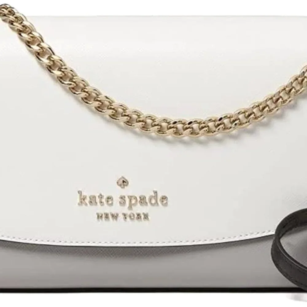 NWT Kate Spade Carson Leather Colorblock Crossbody Satchel Gray White Black MINT - Picture 7 of 15
